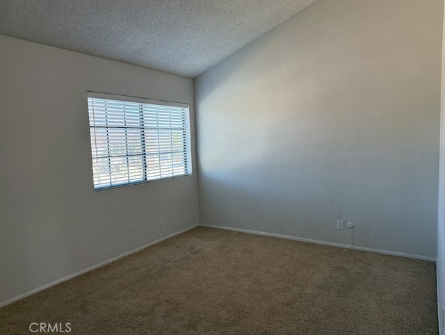 carpeted spare room featuring baseboards and a textured ceiling