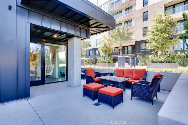 view of patio featuring an outdoor hangout area