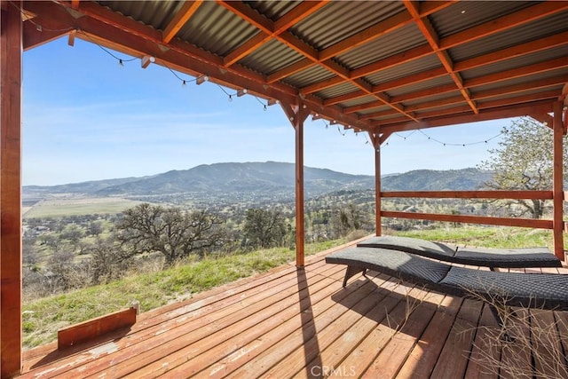 deck with a mountain view