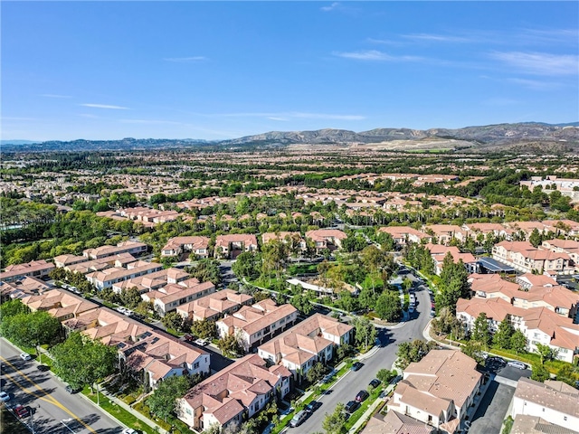 bird's eye view featuring a residential view and a mountain view