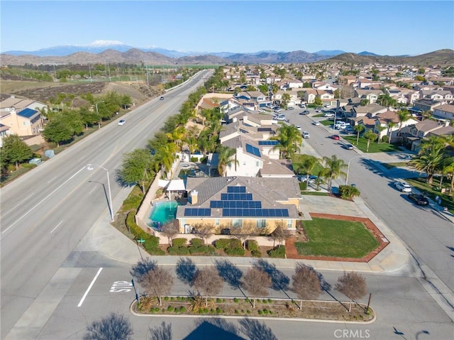 bird's eye view with a mountain view and a residential view