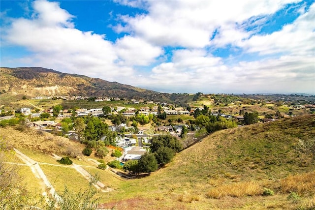 bird's eye view featuring a mountain view