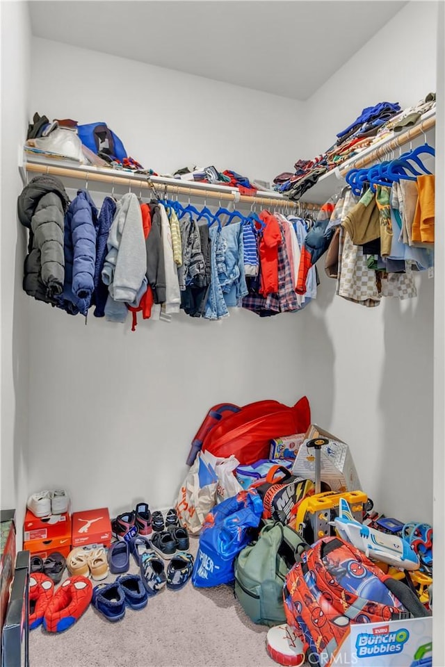 spacious closet with carpet flooring