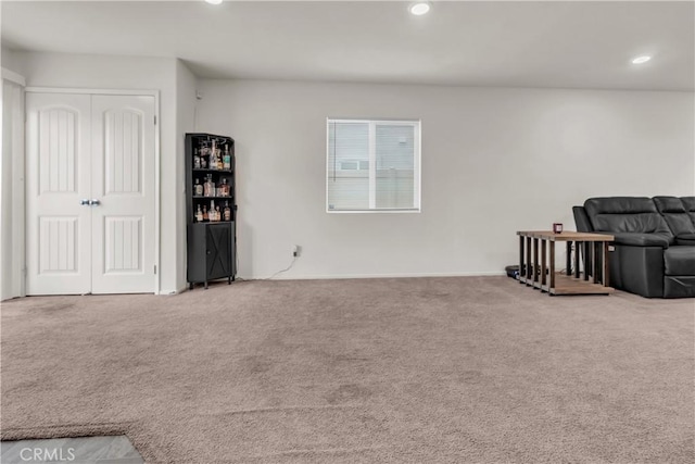 interior space with recessed lighting and carpet