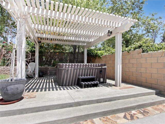 25547 Palermo Way, Yorba Linda, CA 92887 - fenced backyard with a hot tub, a pergola, and a patio