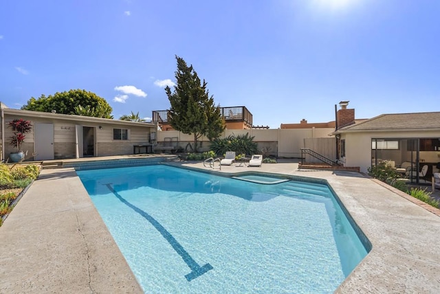 view of pool with fence, a patio area, and a fenced in pool