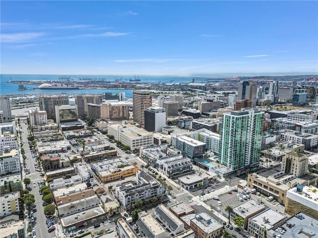 aerial view with a view of city and a water view