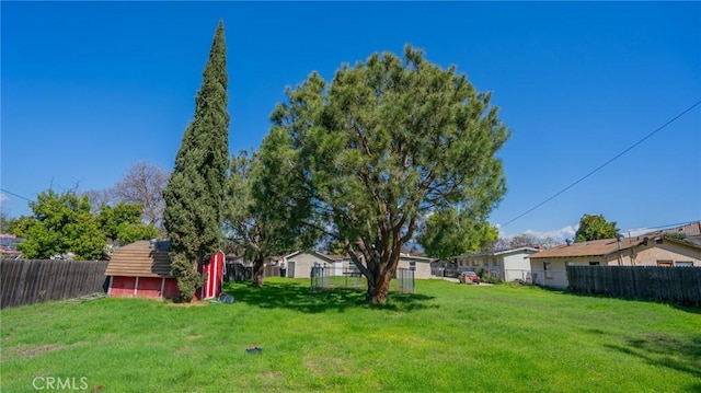 view of yard with a fenced backyard