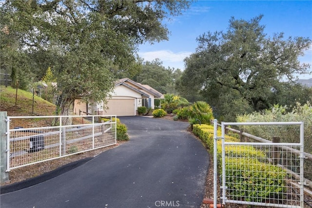 view of road with a gated entry, driveway, and a gate