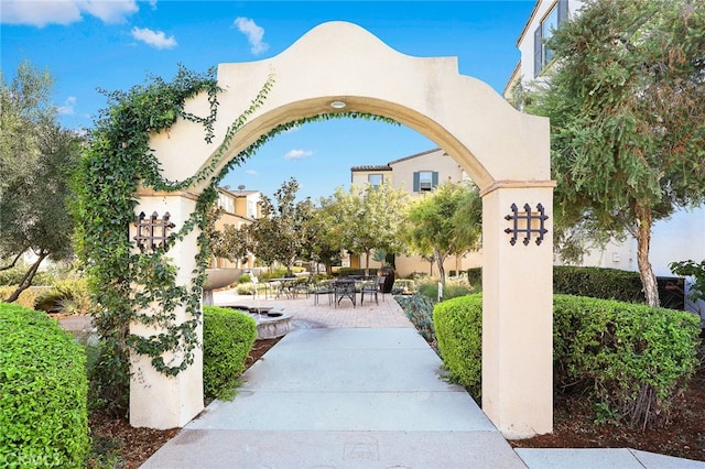 view of community with a patio area