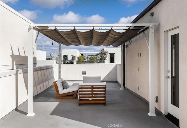 view of patio with outdoor lounge area and fence