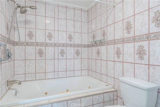 bathroom featuring toilet and ornamental molding