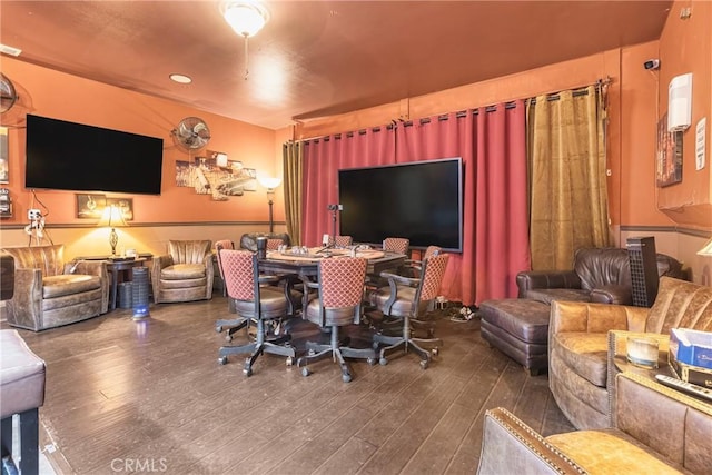 dining area featuring visible vents and wood finished floors