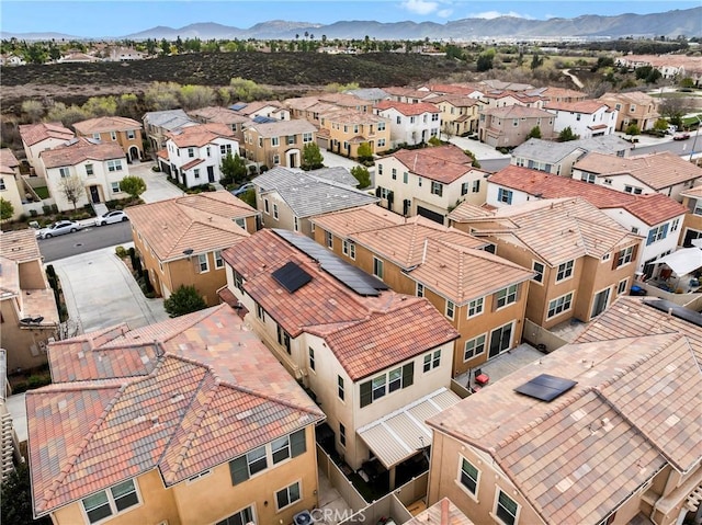 bird's eye view featuring a mountain view and a residential view