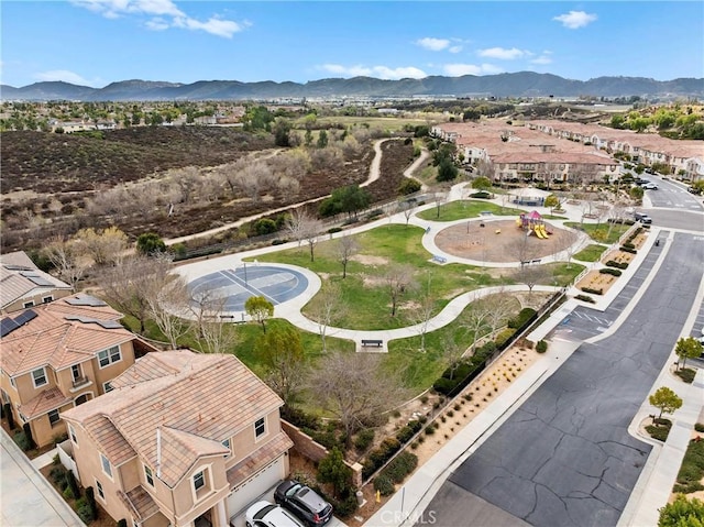 bird's eye view with a mountain view and a residential view