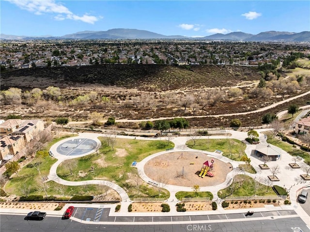 aerial view featuring a mountain view