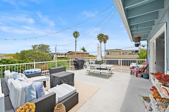 view of patio / terrace featuring an outdoor living space and outdoor dining area