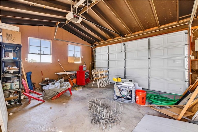 garage with a garage door opener