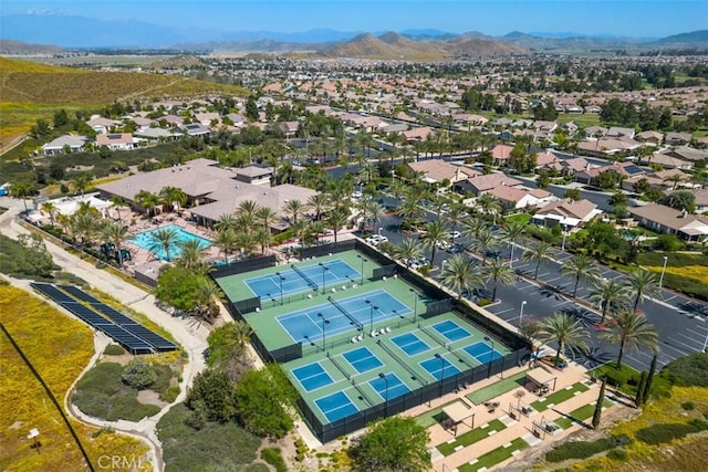 bird's eye view with a mountain view and a residential view