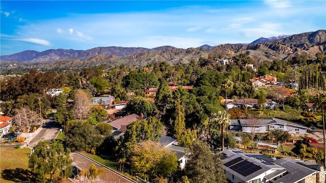 aerial view with a mountain view