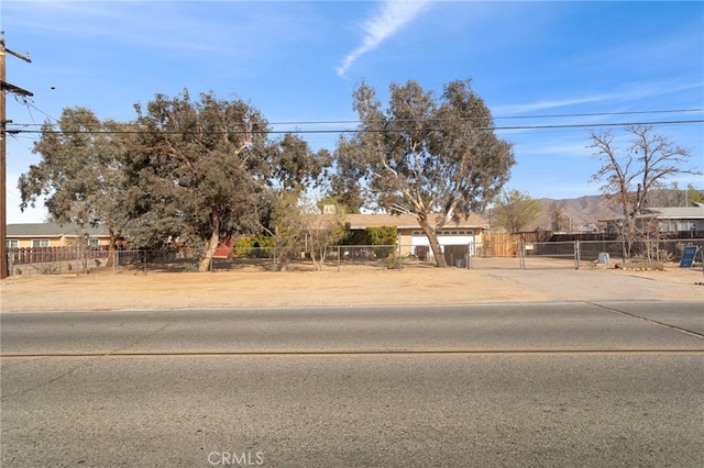 view of front facade with a gate, driveway, and a fenced front yard