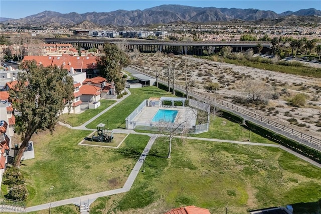 27666 Nugget Dr Unit 3, Canyon Country, CA 91387 - aerial view of a mountainous background and a pool area