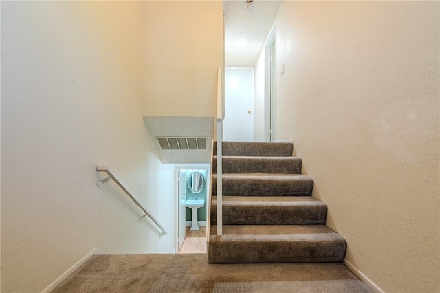 27666 Nugget Dr Unit 3, Canyon Country, CA 91387 - staircase with baseboards and carpet flooring