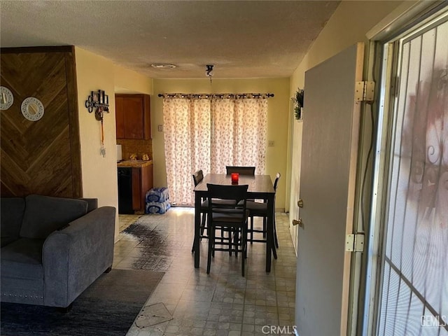 dining room featuring a healthy amount of sunlight and a textured ceiling