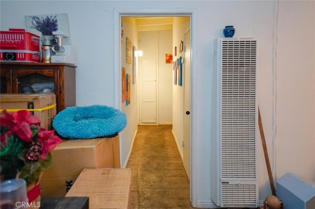 hallway with a heating unit