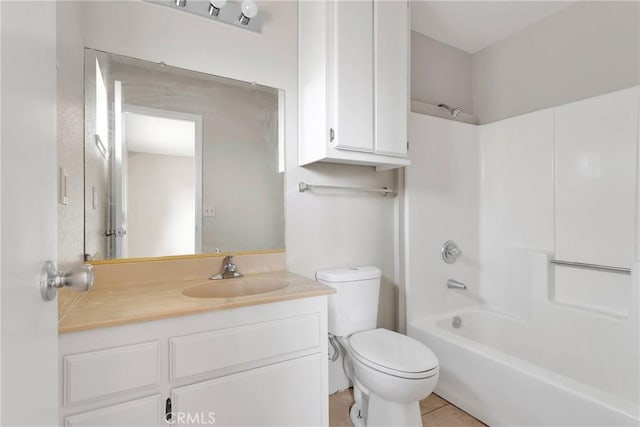 full bathroom with vanity,  shower combination, and toilet