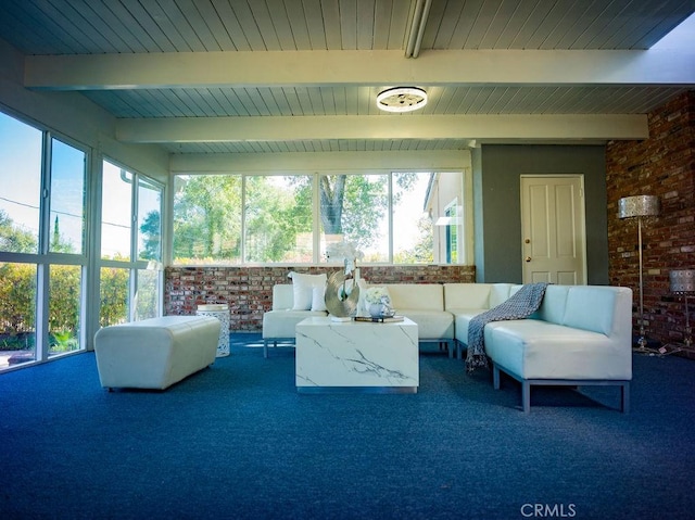 sunroom with beam ceiling