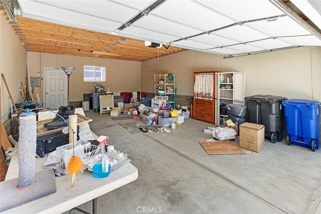 garage with a garage door opener