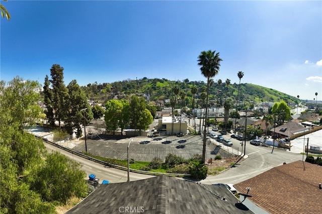 aerial view with a mountain view