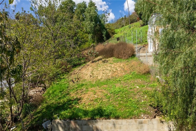 view of yard featuring fence