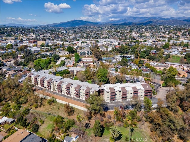 birds eye view of property featuring a mountain view