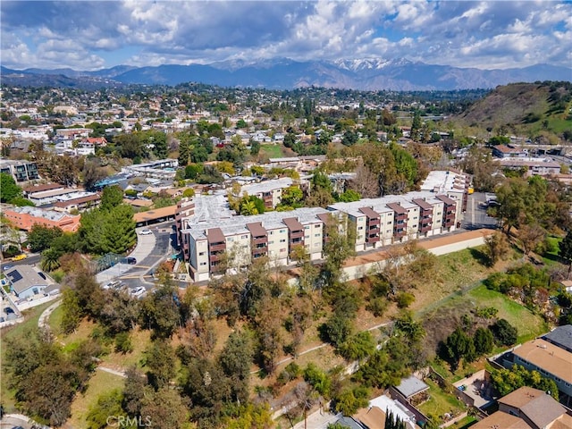 drone / aerial view with a mountain view