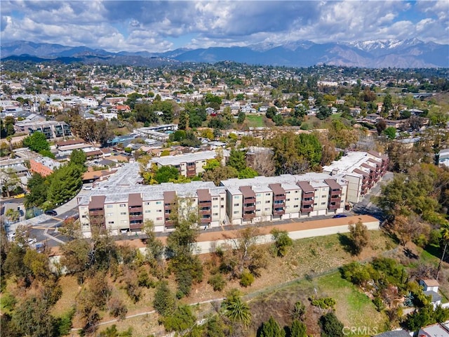 birds eye view of property featuring a mountain view