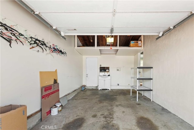 garage with a garage door opener