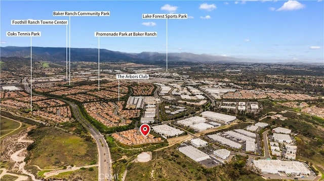 aerial view with a mountain view