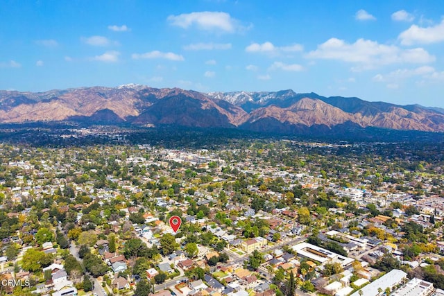 bird's eye view with a mountain view and a residential view