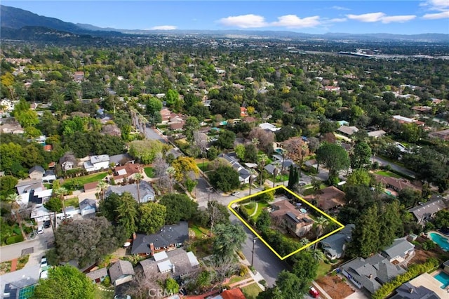 bird's eye view with a mountain view and a residential view