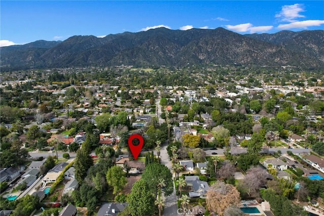 bird's eye view with a residential view and a mountain view