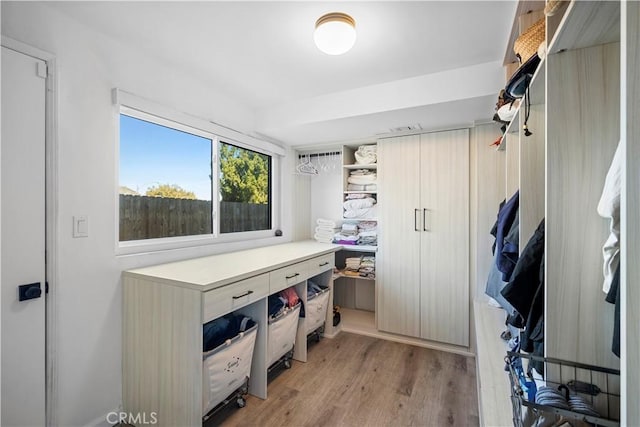 mudroom featuring light wood-style flooring