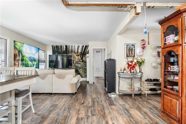 living room featuring dark wood finished floors