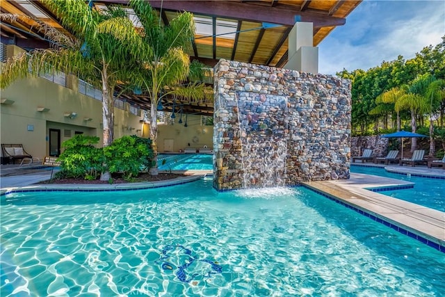 pool with a patio