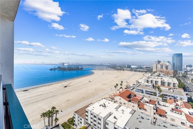 water view featuring a view of the beach and a view of city