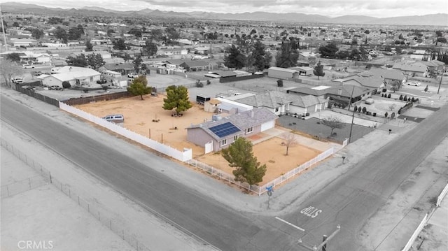 bird's eye view featuring a mountain view and a residential view