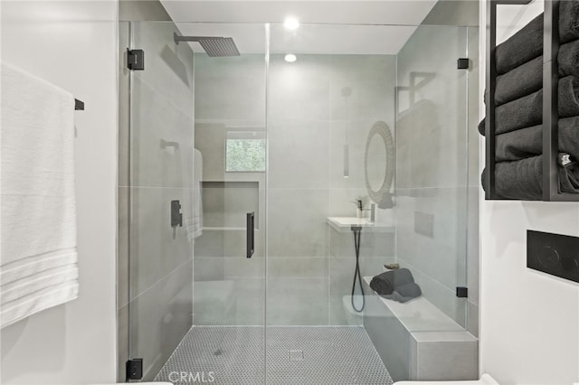 full bathroom with a shower stall