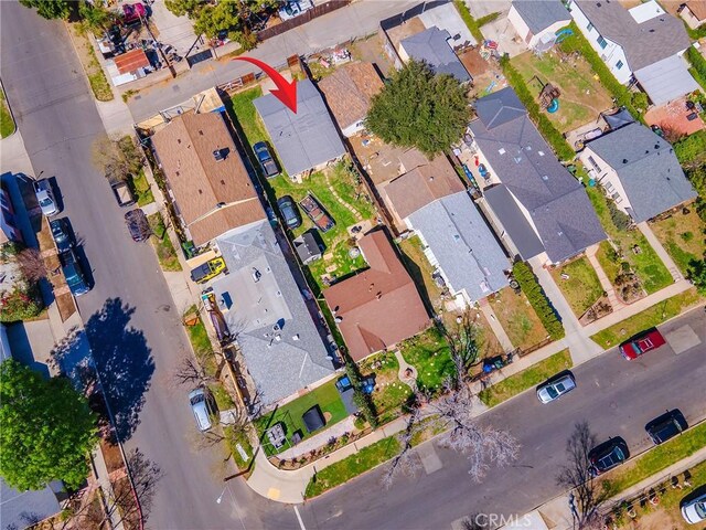 bird's eye view with a residential view