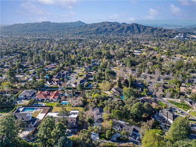 drone / aerial view with a mountain view and a residential view